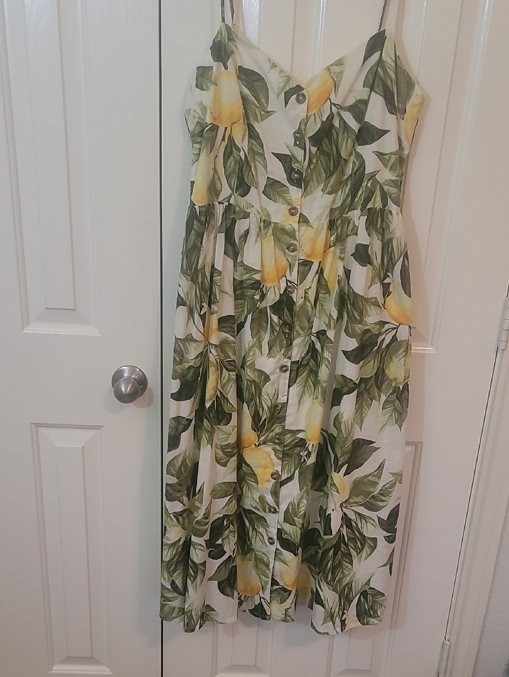 H&M Lemon Print Maxi Dress in White, Yellow & Green